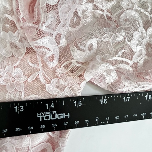 Vtg Alfred Angelo Party Dress Lace Pink Big Bow Puff Sleeve Back Open Womens S/M - Picture 3 of 15